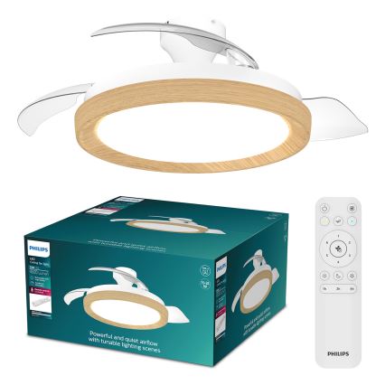 Philips - hämardatav LED-laelamp BLISS ventilaatoriga LED/35W/230V, pruun + kaugjuhtimispult
