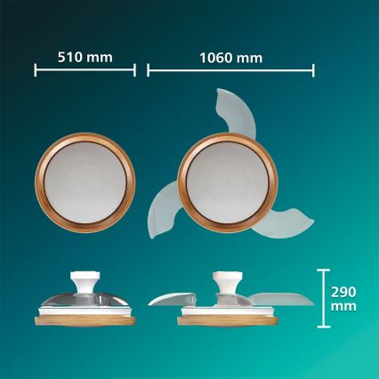 Philips - hämardatav LED-laelamp BLISS ventilaatoriga LED/35W/230V, pruun + kaugjuhtimispult