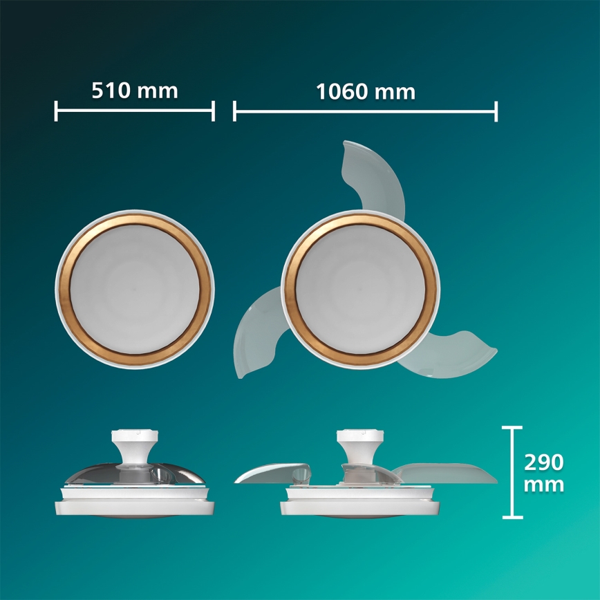 Philips - LED hämardatav laelamp ventilaatoriga BLISS LED/35W/230V, kuldne + kaugjuhtimispult