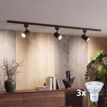 Philips - hämardatav LED-spott EASYLINK-liistvalgustussüsteemile, 3× GU10, 7 W, 230 V, 1 m, must