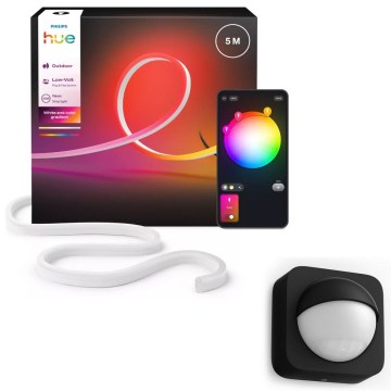 Philips - Hue NEON 5m LED RGBW hämardatav välisvalgustusriba 30W/230V 2200-6500K IP67 + liikumisandur