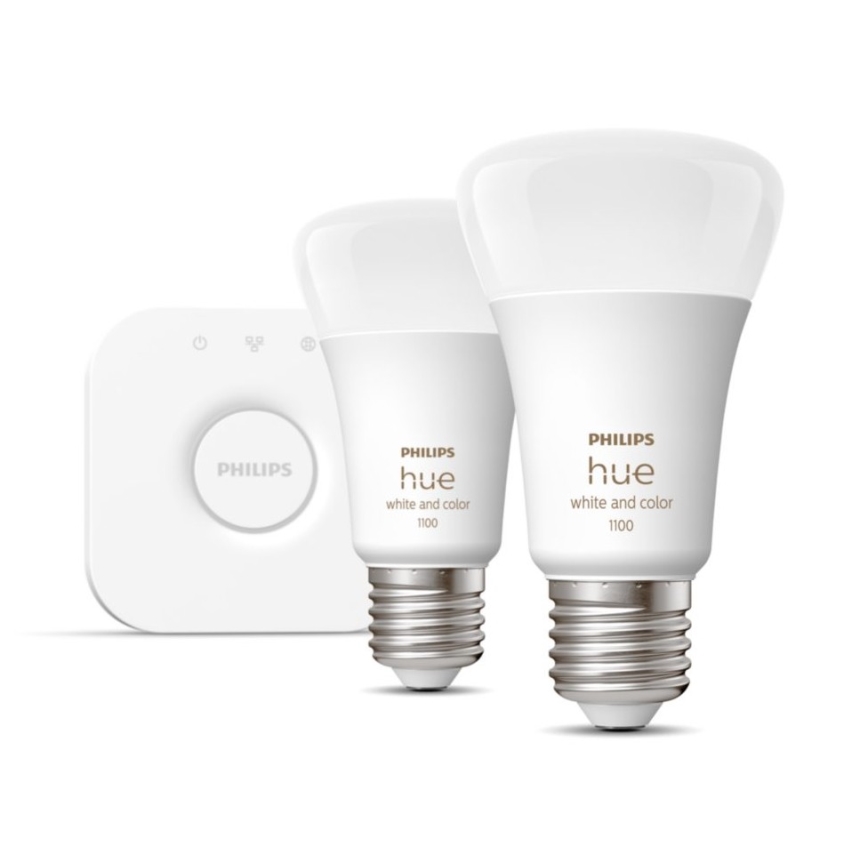 Algkomplekt Philips Hue WHITE AND COLOR AMBIANCE 2xE27/9W/230V 2000-6500K + Hue bridge