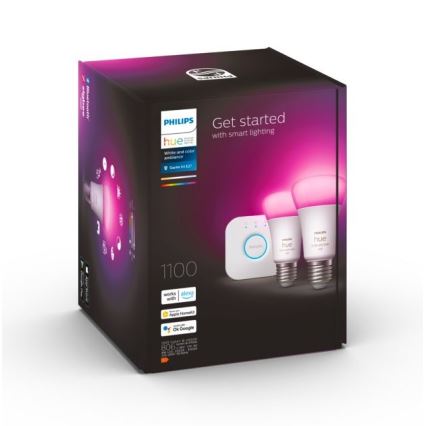 Algkomplekt Philips Hue WHITE AND COLOR AMBIANCE 2xE27/9W/230V 2000-6500K + Hue bridge