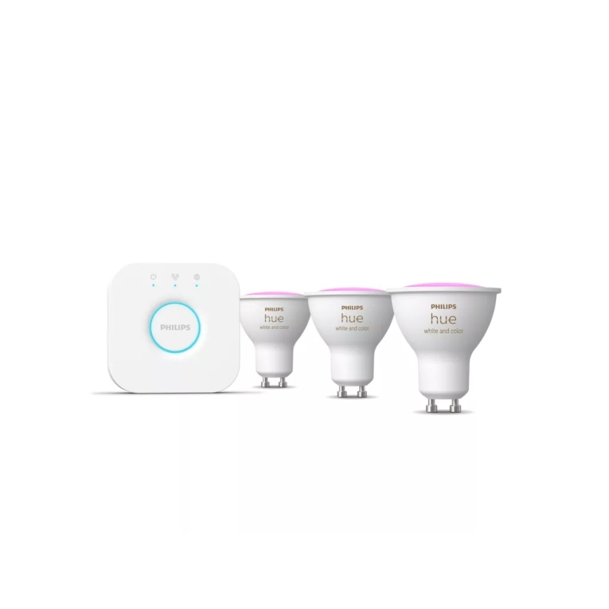 Algkomplekt Philips Hue WHITE AND COLOR AMBIANCE 3xGU10/4,2W/230V 2200-6500K + Hue bridge