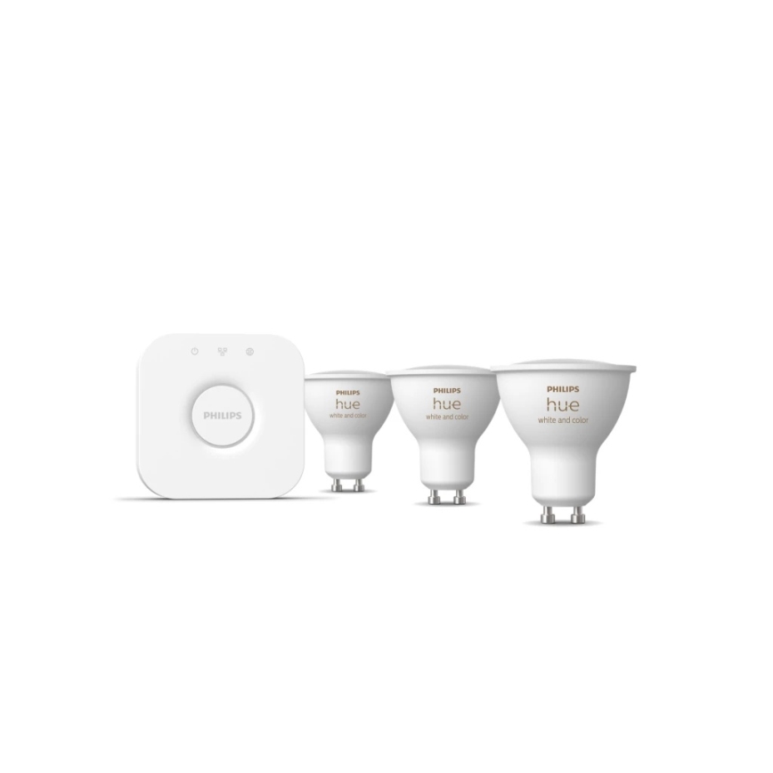 Algkomplekt Philips Hue WHITE AND COLOR AMBIANCE 3xGU10/4,2W/230V 2200-6500K + Hue bridge