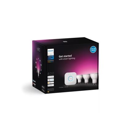 Algkomplekt Philips Hue WHITE AND COLOR AMBIANCE 3xGU10/4,2W/230V 2200-6500K + Hue bridge