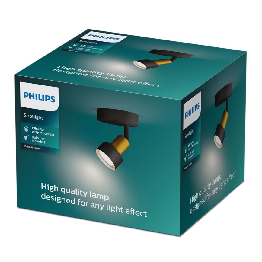 Philips - Kohtvalgusti CONDUIT 1xGU10/5W/230V must/messing