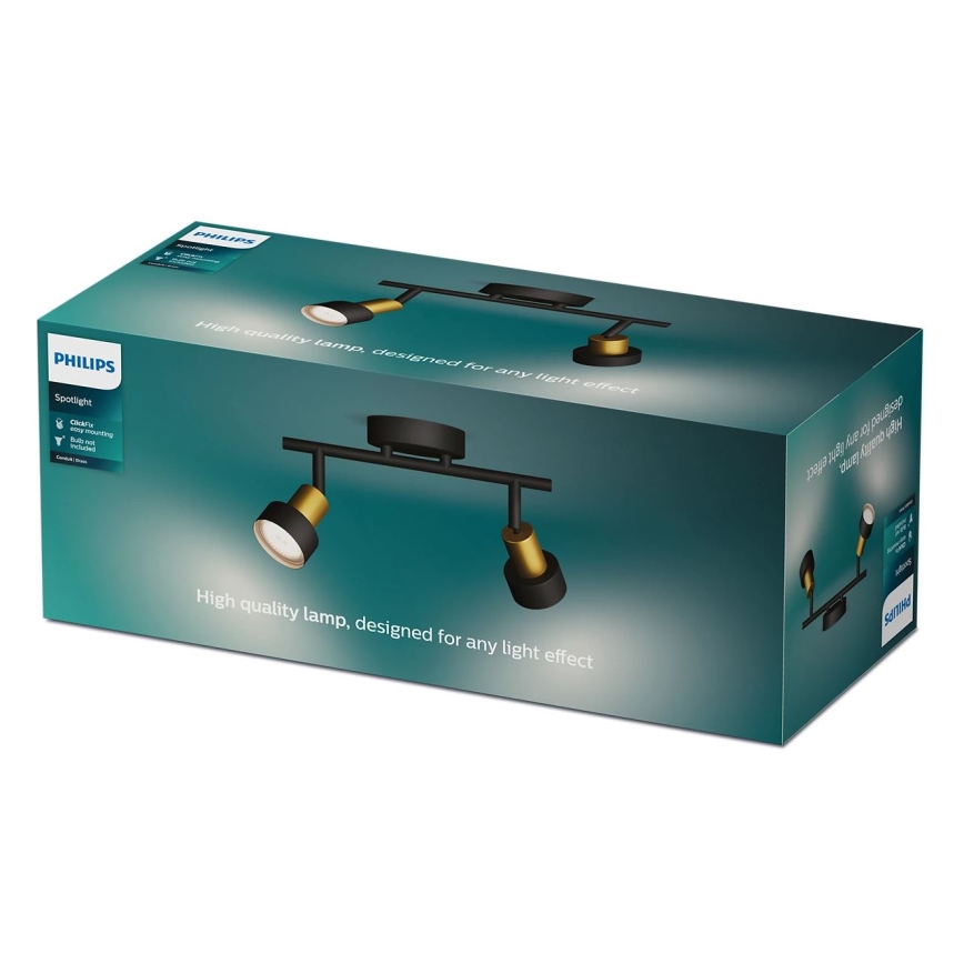 Philips - Kohtvalgusti CONDUIT 2xGU10/5W/230V must/messing
