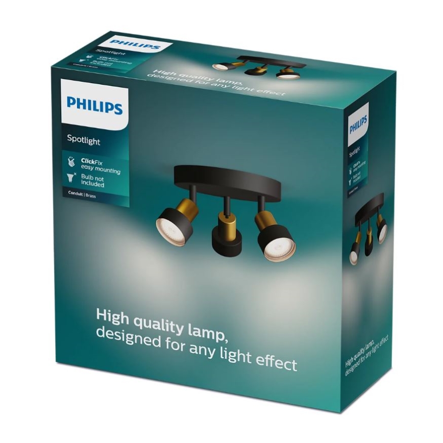 Philips - Kohtvalgusti CONDUIT 3xGU10/5W/230V must/messing
