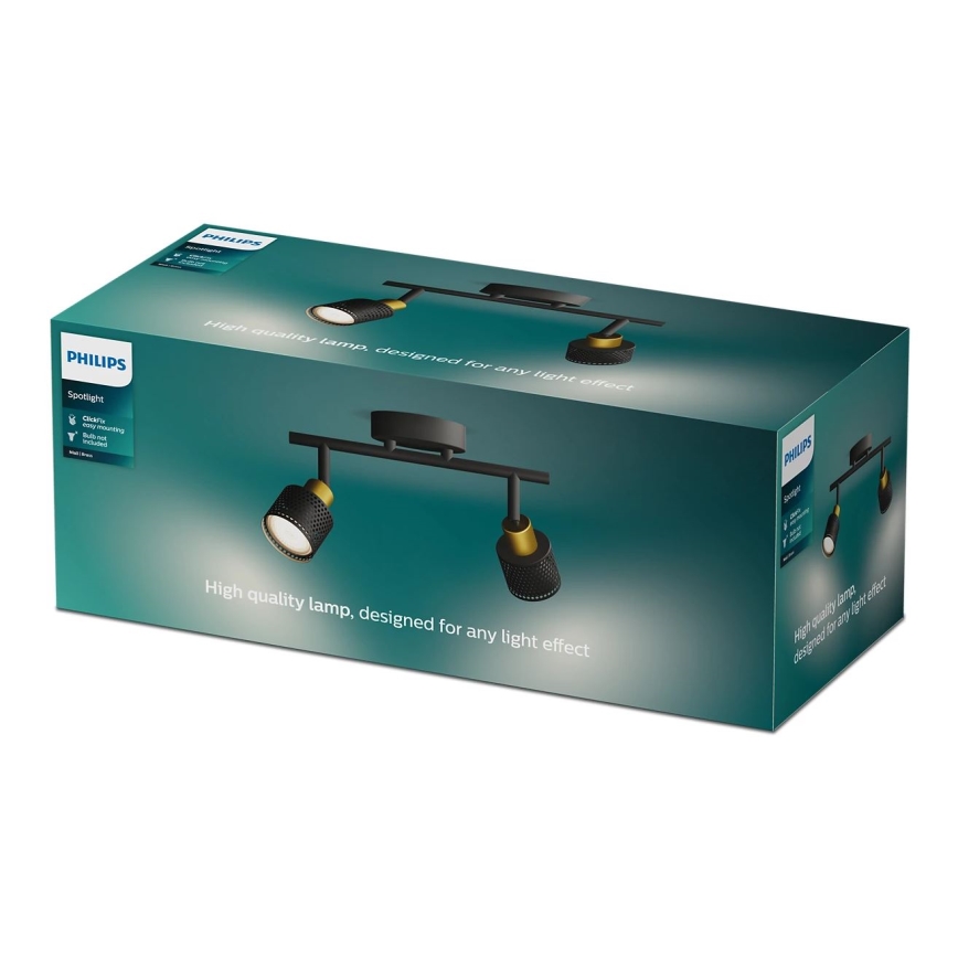 Philips - Kohtvalgusti NIALL 2xGU10/5W/230V must/messing