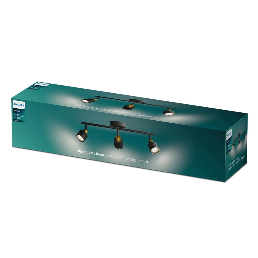 Philips - Kohtvalgusti NIALL 3xGU10/5W/230V must/messing