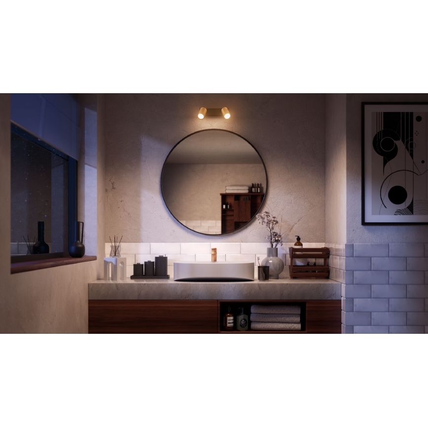 Philips - Kohtvalgusti vannituppa IDRIS 2xGU10/5W/230V IP44 must/kuldne