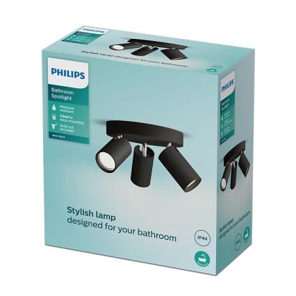 Philips - Kohtvalgusti vannituppa IDRIS 3xGU10/5W/230V IP44 must