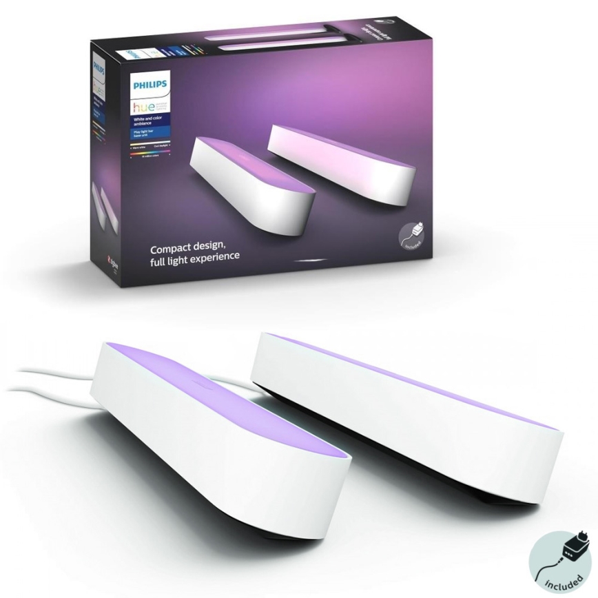 Philips - KOMPLEKT 2x LED RGB Hämardatav laualamp Hue PLAY DPACK WACA 6W/230V valge