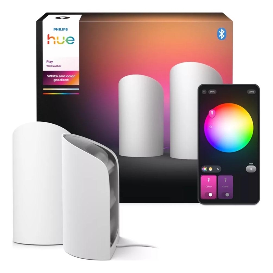 Philips - Komplekt 2x LED RGBW hämardatav projektivalgusti Hue PLAY Wall Washer LED/20W/230V 2000–6500K valge
