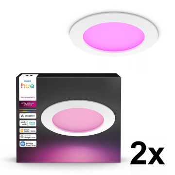 Philips - Komplekt 2x LED RGBW hämardatav vannitoa lae sisse süvistatav valgusti Hue SLIM LED/12W/230V 2000-6500K valge IP44