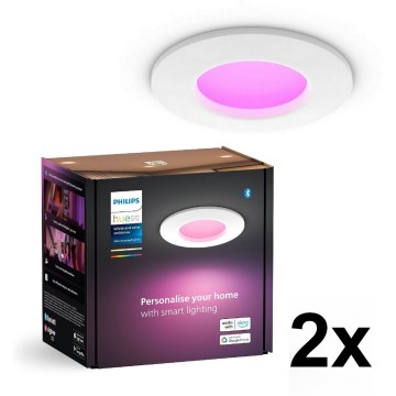 Philips - KOMPLEKT 2x LED RGBW hämardatav vannitoa sisseehitatud laevalgusti Hue SLIM LED/8,3W/230V 2000-6500K valge IP44