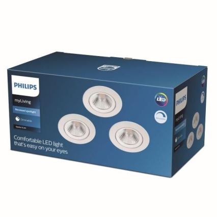 Philips - KOMPLEKT 3 x LED Hämardatav süvistatav valgusti LED/5,5W/230V 2700K