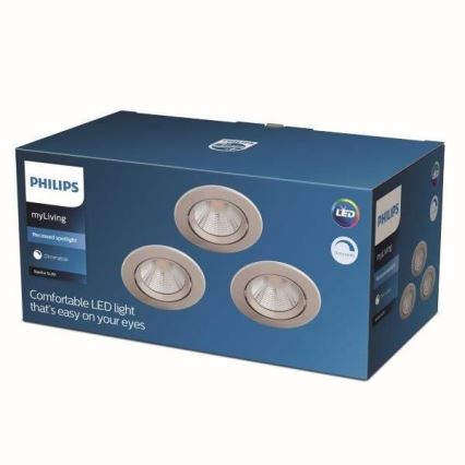 Philips - Komplekt 3 x LED Hämardatav süvistatav valgusti LED/5,5W/230V 2700K