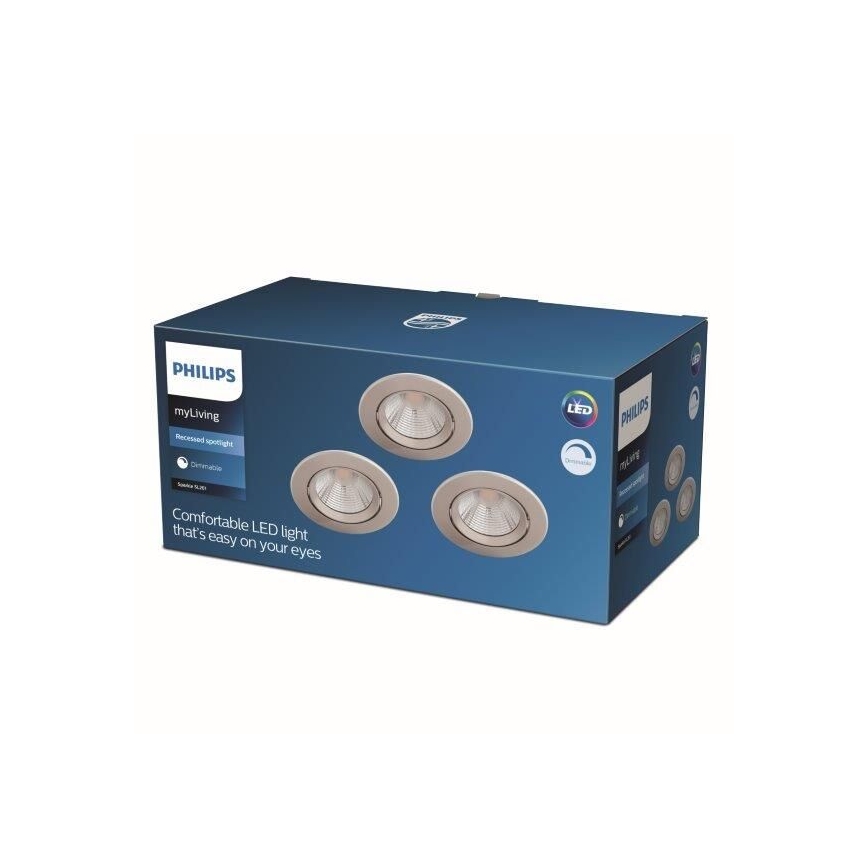 Philips - Komplekt 3 x LED Hämardatav süvistatav valgusti LED/5,5W/230V 2700K