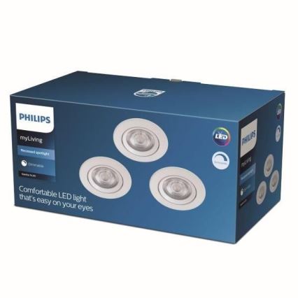 Philips - Komplekt 3 x LED Hämardatav süvistatav valgusti LED/5W/230V 2700K