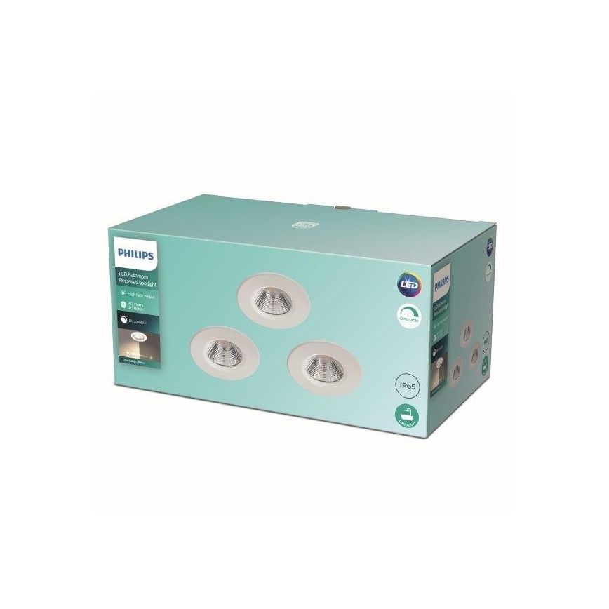 Philips - KOMPLEKT 3 x LED Hämardatav vannitoavalgusti LED/5,5W/230V 2700K IP65