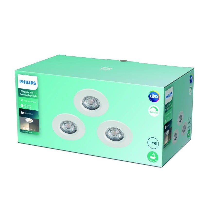 Philips - KOMPLEKT 3 x LED Hämardatav vannitoavalgusti  LED/5W/230V 2700K IP65