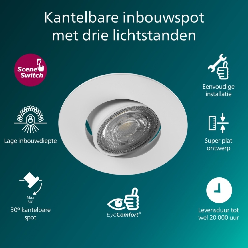 Philips - Komplekt 3x LED hämardatav sissepaigaldatav laevalgusti CILANTRO LED/5W/230V 2700K valge