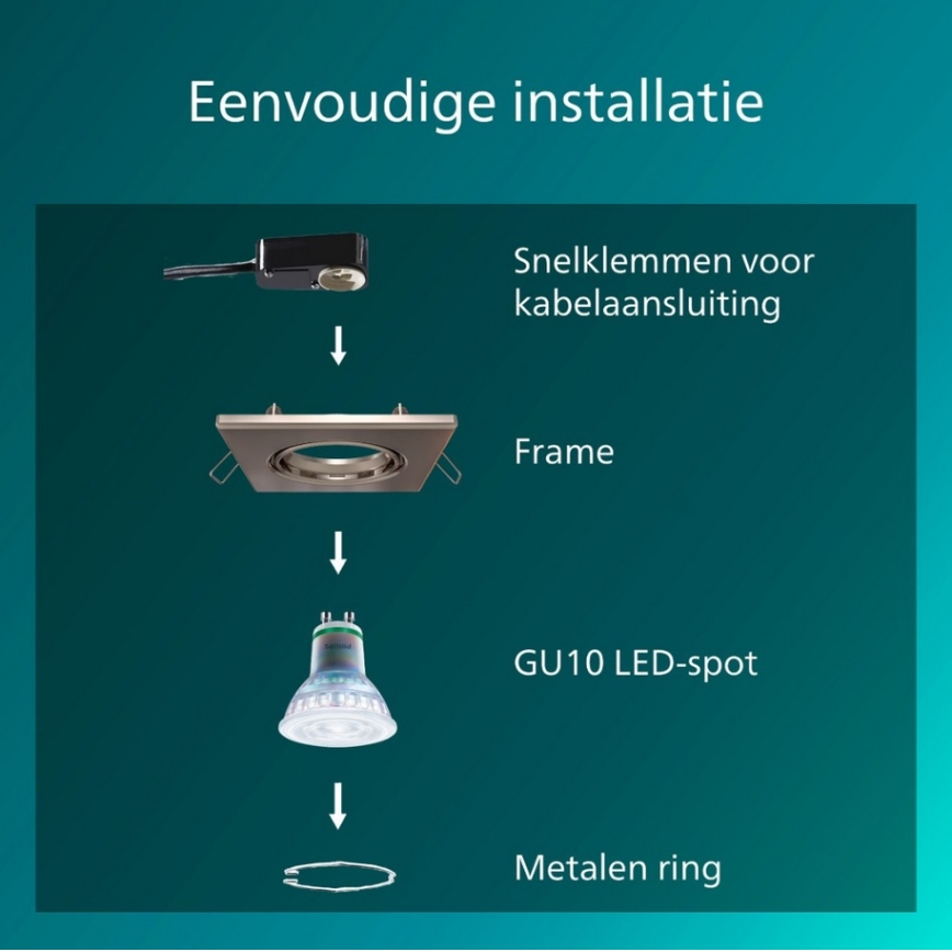 Philips - Komplekt 3x lae sisse paigaldatav valgusti PERIDOT 1xGU10/7W/230V hõbedane