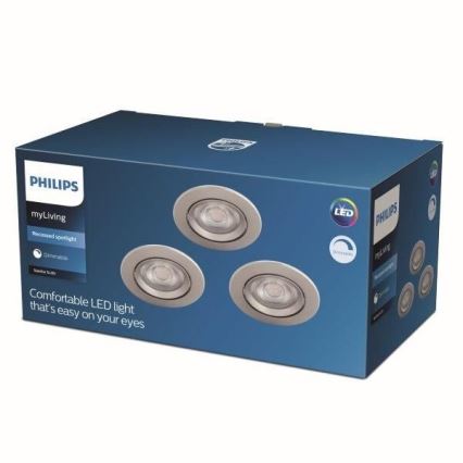 Philips - KOMPLEKT 3x LED Hämardatav süvistatav valgusti LED/5W/230V 2700K