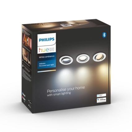 Philips - KOMPLEKT 3x LED Hämardatav süvistatav valgusti Hue MILLISKIN 1xGU10/5,7W/230V 2200-6500K
