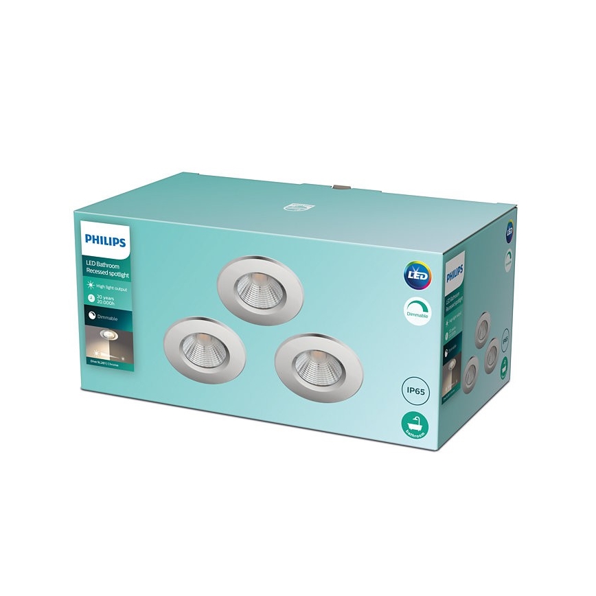 Philips - KOMPLEKT 3x LED Hämardatav valgusti vannituppa DIVE 1xLED/5,5W/230V IP65