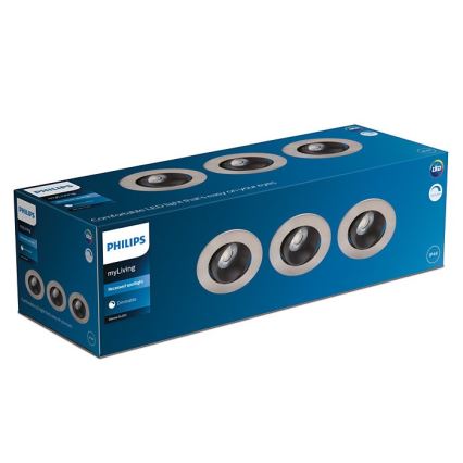 Philips - KOMPLEKT 3x LED Hämardatav vannitoa süvistatav valgusti ABROSA LED/9W/230V IP44