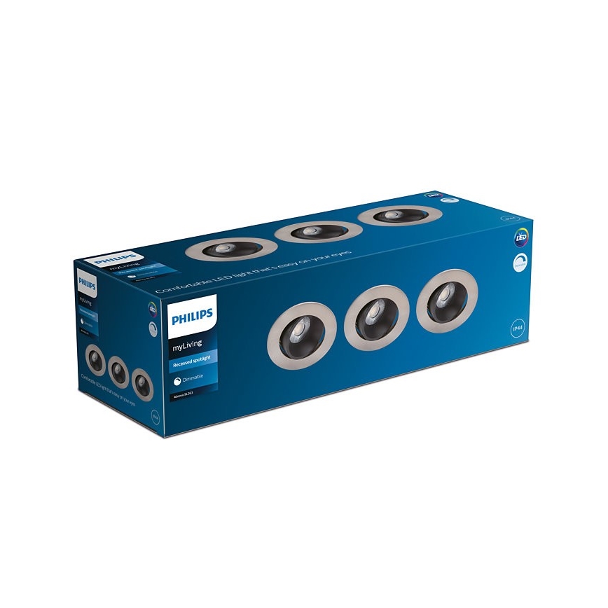 Philips - KOMPLEKT 3x LED Hämardatav vannitoa süvistatav valgusti ABROSA LED/9W/230V IP44