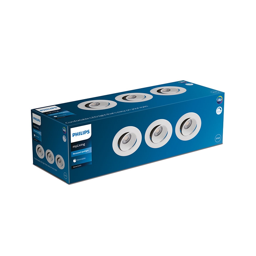 Philips - KOMPLEKT 3x LED Hämardatav süvistatav vannitoa valgusti ABROSA LED/9W/230V IP44