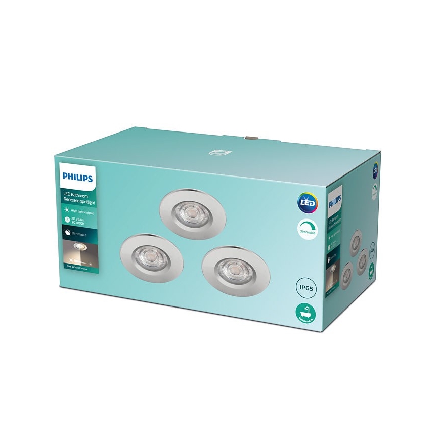 Philips - KOMPLEKT 3x LED Hämardatav vannitoa valgusti DIVE LED/5W/230V IP65
