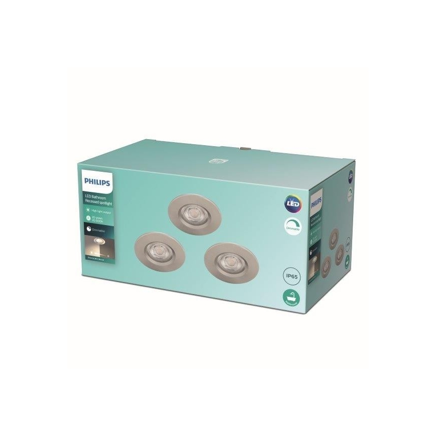 Philips - KOMPLEKT 3x LED Hämardatav vannitoavalgusti LED/5W/230V 2,700K IP65