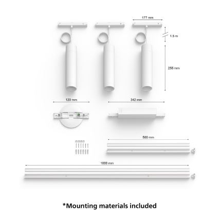 Philips - KOMPLEKT 3x LED RGB Hämardatav ripplühter rööbassüsteemile Hue PERIFO LED RGB/15,6W/230V 2000-6500K