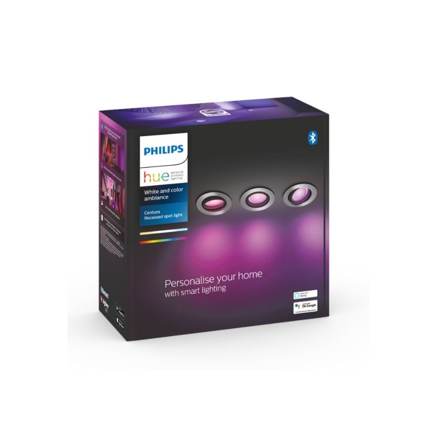 Philips - KOMPLEKT 3x LED RGB Hämardatav süvistatav valgusti Hue CENTURA 1xGU10/5,7W/230V 2000-6500K