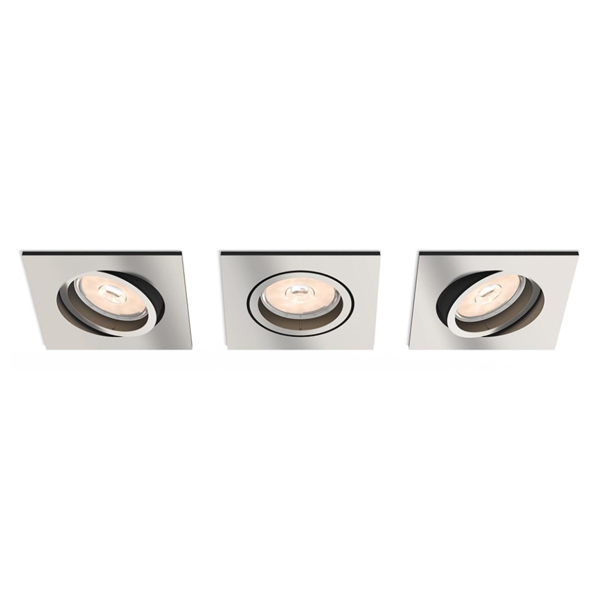 Philips - Komplekt 3x LED RGBW hämardatavat lae sissepaigaldatavat valgustit DONEGAL 3xGU10/4,8W/230V + kaugjuhtimispult
