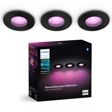 Philips - KOMPLEKT 3x LED RGBW Hämardatav süvistatav valgusti vannituppa Hue XAMENTO 1xGU10/4,2W/230V 2000-6500K IP44