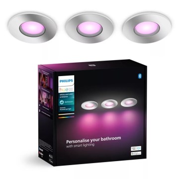 Philips - KOMPLEKT 3x LED RGBW Hämardatav süvistatav valgusti vannituppa Hue XAMENTO 1xGU10/4,2W/230V IP44 2000-6500K