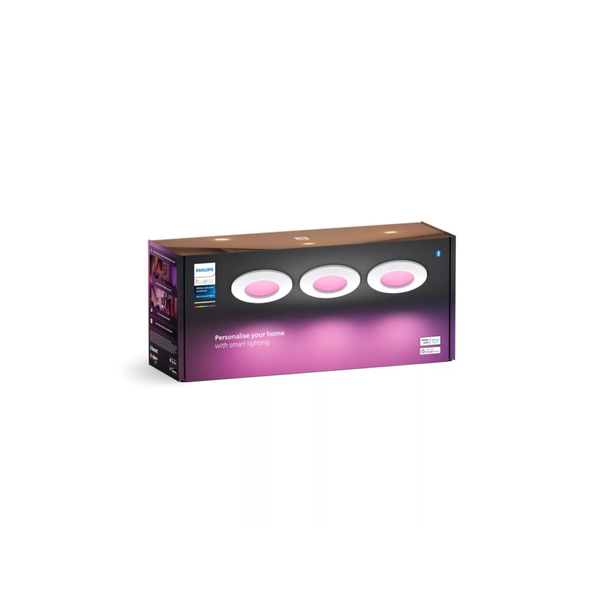 Philips - KOMPLEKT 3x LED RGBW Hämardatav süvistatav valgusti vannituppa Hue SLIM LED/8,3W/230V IP44 2000-6500K