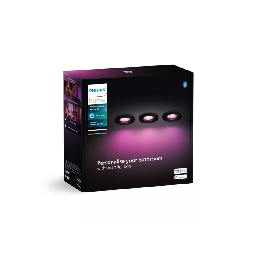Philips - KOMPLEKT 3x LED RGBW Hämardatav süvistatav valgusti vannituppa Hue XAMENTO 1xGU10/4,2W/230V 2000-6500K IP44