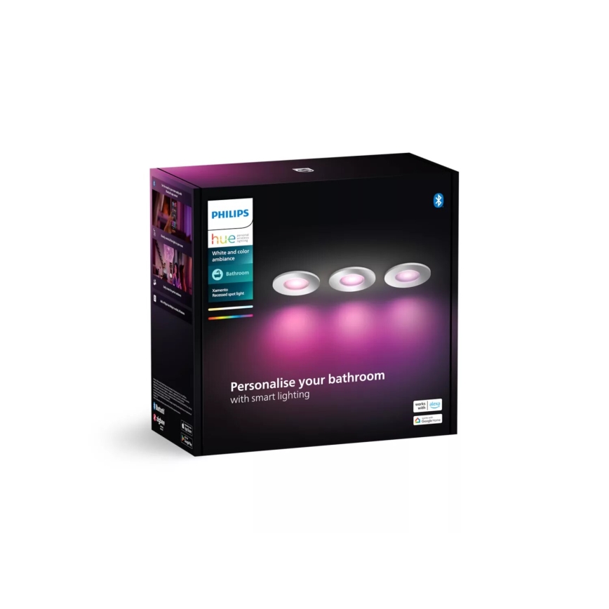 Philips - KOMPLEKT 3x LED RGBW Hämardatav süvistatav valgusti vannituppa Hue XAMENTO 1xGU10/4,2W/230V IP44 2000-6500K