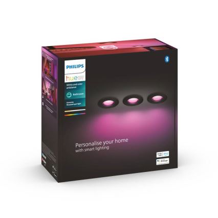 Philips -Komplekt 3x LED RGBW Hämardatav süvistatav valgusti vannituppa Hue XAMENTO 1xGU10/5,7W/230V 2200-6500K IP44