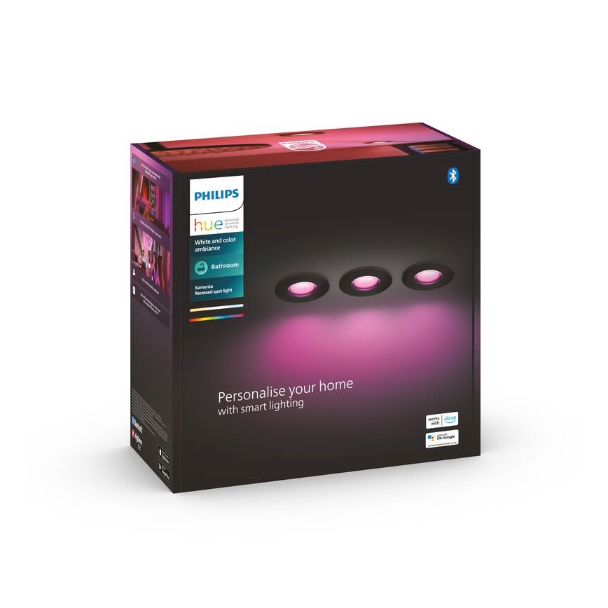 Philips -Komplekt 3x LED RGBW Hämardatav süvistatav valgusti vannituppa Hue XAMENTO 1xGU10/5,7W/230V 2200-6500K IP44