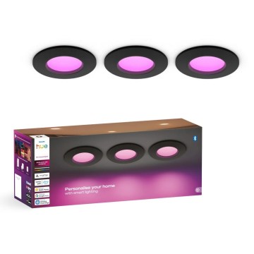 Philips - Komplekt 3x LED RGBW hämardatav vannitoa sissepaigaldatav laevalgusti Hue SLIM LED/8,3W/230V 1000-20000K must P44