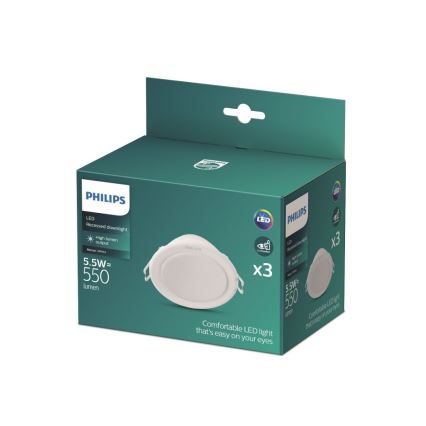 Philips - KOMPLEKT 3x LED Süvistatav valgusti MESON LED/5,5W/230V 4000K