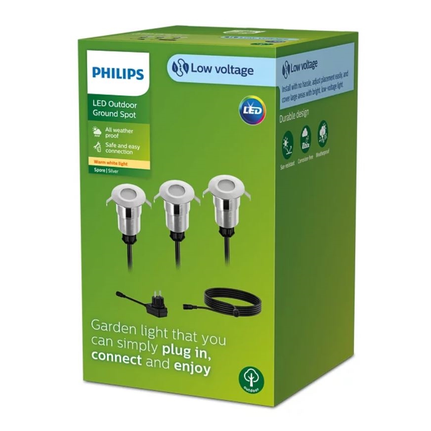 Philips - KOMPLEKT 3x LED Süvistatav välivalgusti SPORE LED/1W/24/230V IP67